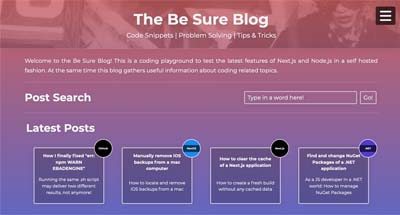 A screenshot of the besure.blog landing page